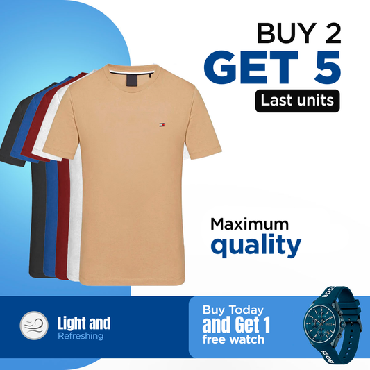 Exclusive TOMMY Shirt Bundle [PAY 2 GET 5] + FREE WATCH