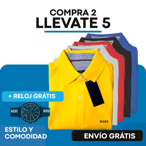 Combo Exclusivo de Camisas POLO BOSS [Pagás 2 y Te Llevás 5] + RELOJ GRATIS