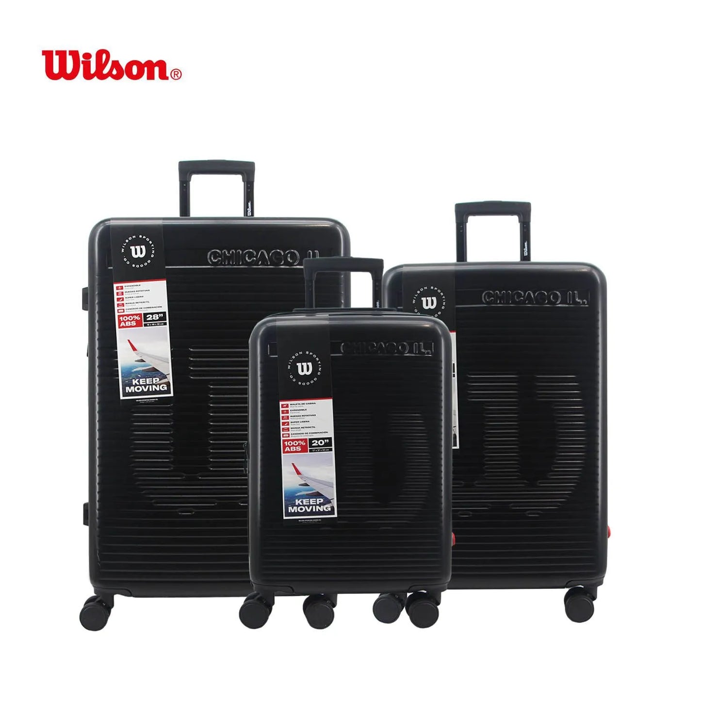 SET VALIJAS ABS NEGRO 20"24"28" WLS