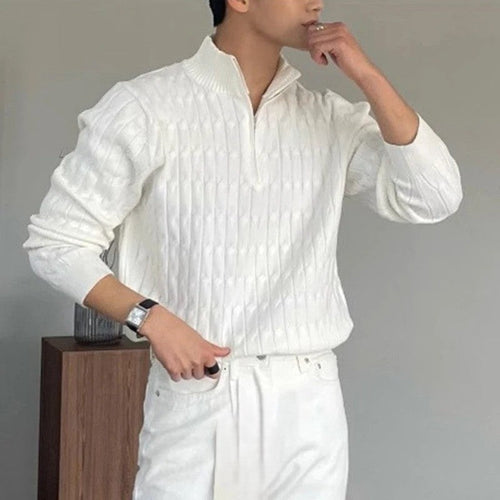 MENSWEAR ZIPPED WHITE SWEATER